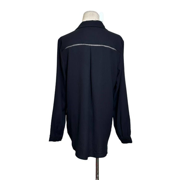 41 Hawthorne black long sleeves button blouse size large - Picture 11 of 13